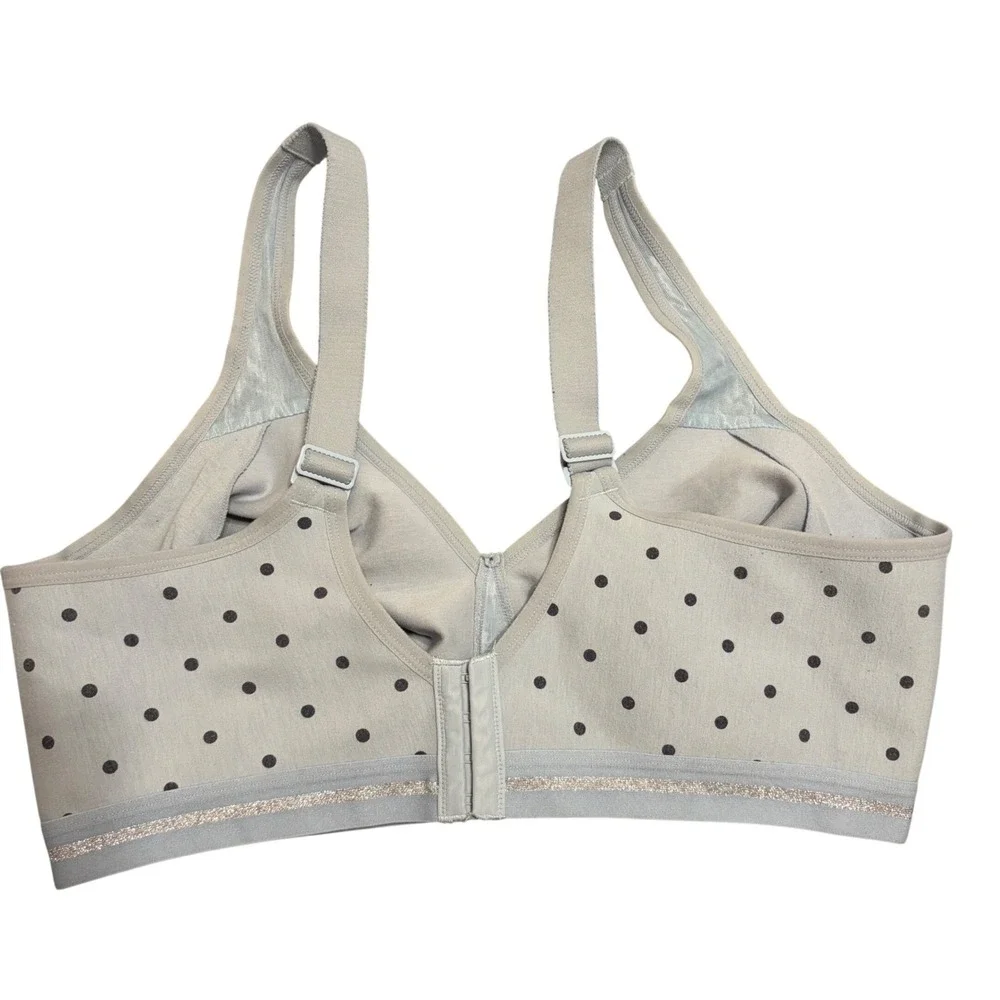 Cacique Lot 2 Wireless Bras 42DD Full Coverage‎ Unlined Blue Polka Dot Gray Logo